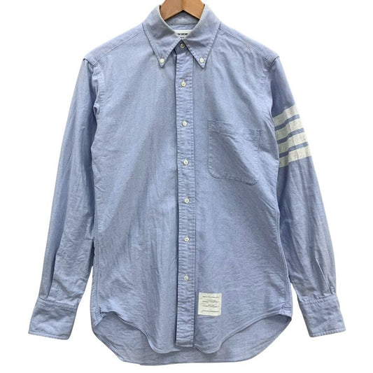 中古◆トムブラウン オックスフォードシャツ 袖プリント ボタンダウン コットン 長袖 L/S ブルー メンズ サイズ1 THOM BROWNE 【AFB9】