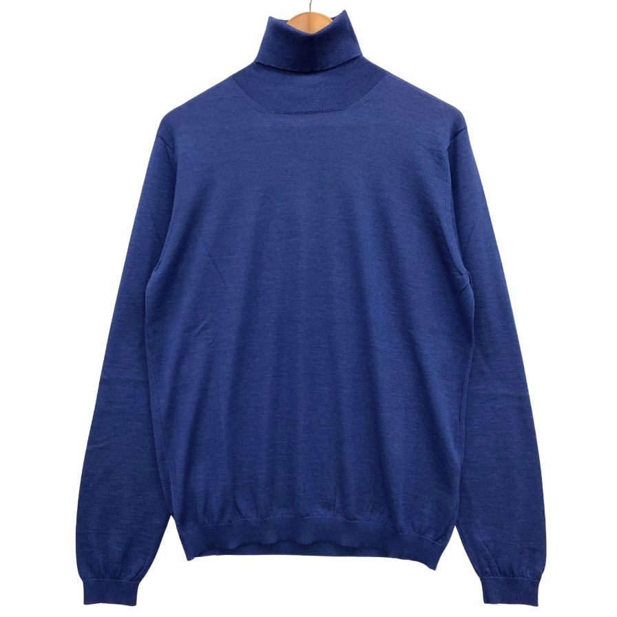 新品同様◆ロベルトコリーナ ニット タートルネック カシミヤ混 ブルー サイズ48 メンズ roberto collina 【AFB9】