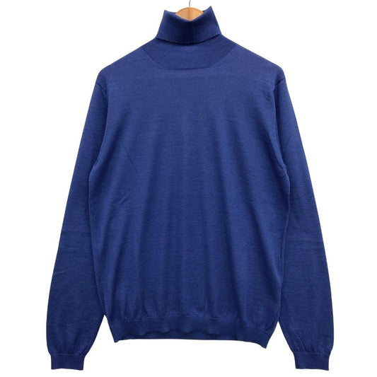 新品同様◆ロベルトコリーナ ニット タートルネック カシミヤ混 ブルー サイズ48 メンズ roberto collina 【AFB9】