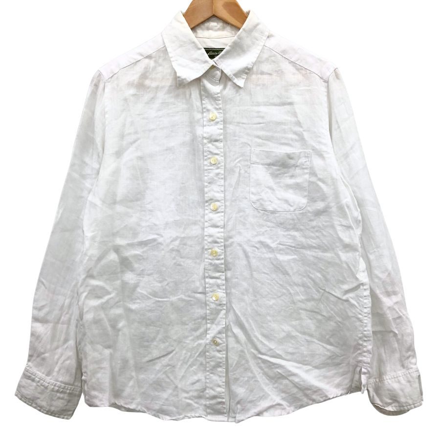 中古◆エディーバウアー リネンシャツ ホワイト サイズPM レディース 麻 長袖シャツ Eddie Bauer 【AFB15】