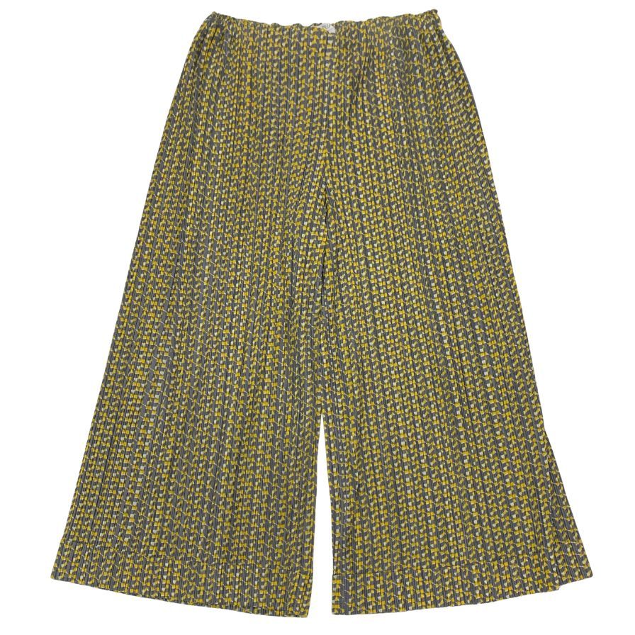 プリーツプリーズ イッセイミヤケ ワイドパンツ PP11-JF415 レディースサイズ4 総柄 PLEATS PLEASE ISSEY MIYAKE 【AFB41】