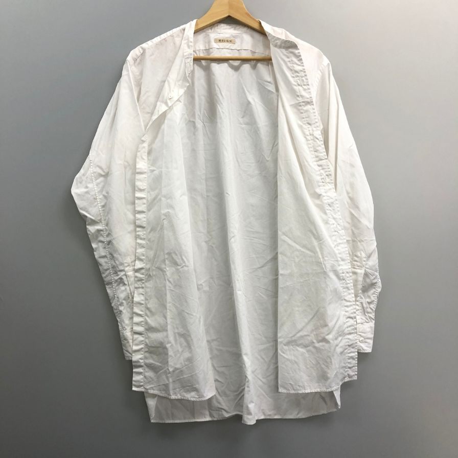 中古◆ユーゲン バンドカラー シャツ ホワイト メンズ サイズ4 HEUGN 【AFB2】
