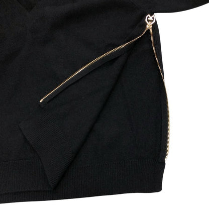 極美品◆ジバンシー Ｖネックニット セーター サイドゴールド ジップ メンズ カシミア混 サイズＳ ブラック BW906H4Z4E GIVENCHY 【AFB17】