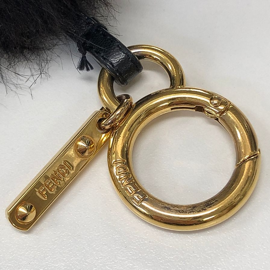 フェンディ バグズモンスター ファーチャーム キーホルダー ブラック FENDI【AFI2】【中古】