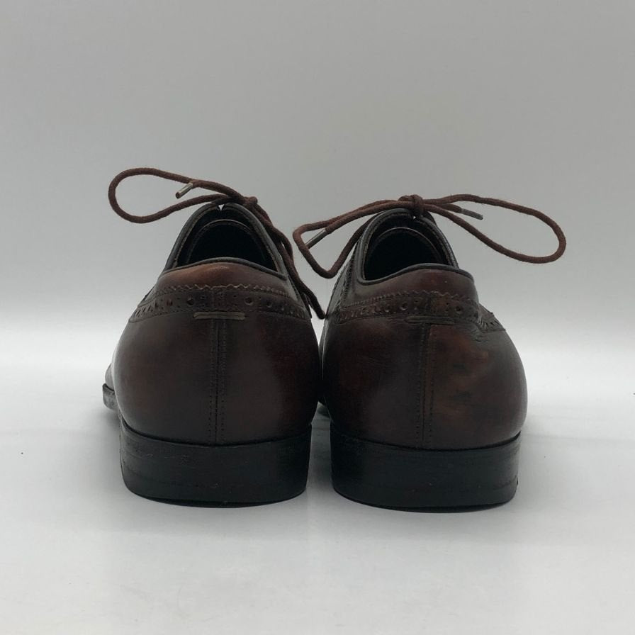 グッチ 内羽根 ウイングチップ レザーシューズ ブラウン メンズ サイズ39E GUCCI 約24.0cm【PTM2】