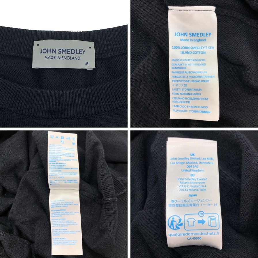 ジョンスメドレー ラウンドネック ニットセーター シーアイランドコットン メンズ サイズM ブラック JOHN SMEDLEY【LA】