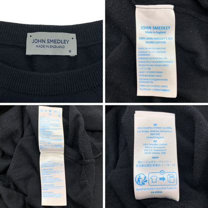 ジョンスメドレー ラウンドネック ニットセーター シーアイランドコットン メンズ サイズM ブラック JOHN SMEDLEY【LA】