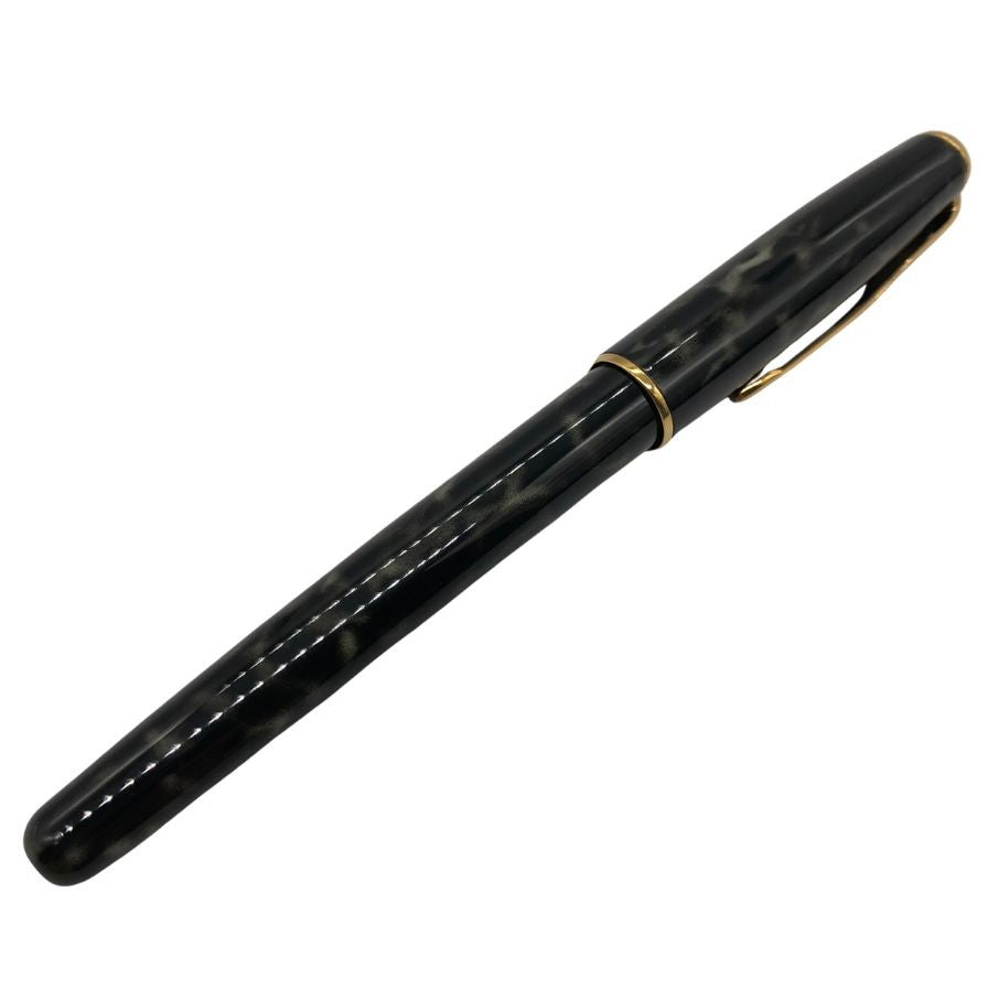 極美品◆パーカー ソネット 万年筆 ペン先18K 750 ブラック グレー マーブル PARKER SONNET【AFI4】