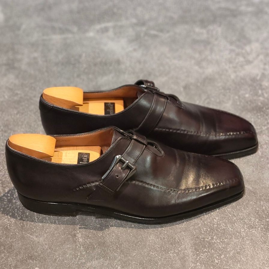 ベルルッティ シングルモンク パティーヌ カーフ メンズ パープル系 サイズUK7 Berluti ビジネスシューズ 約26.0cm【LA】【中古】