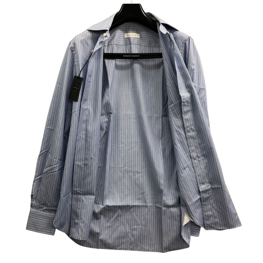 新品同様◆エルメネジルドゼニア 長袖ドレスシャツ ストライプ ブルー サイズ39/15.5 メンズ Ermenegildo Zegna 【AFB9】