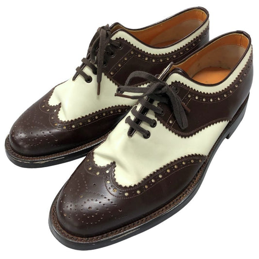 メンズビギ レザーシューズ サイズ25 ブラウン×ホワイト系 MEN’S BIGI 約25.0cm【AFD15】