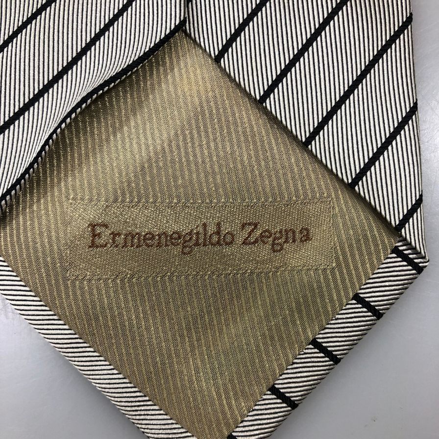 エルメネジルドゼニア ネクタイ シルク100％ ストライプ グレー Ermenegildo Zegna【AFI19】