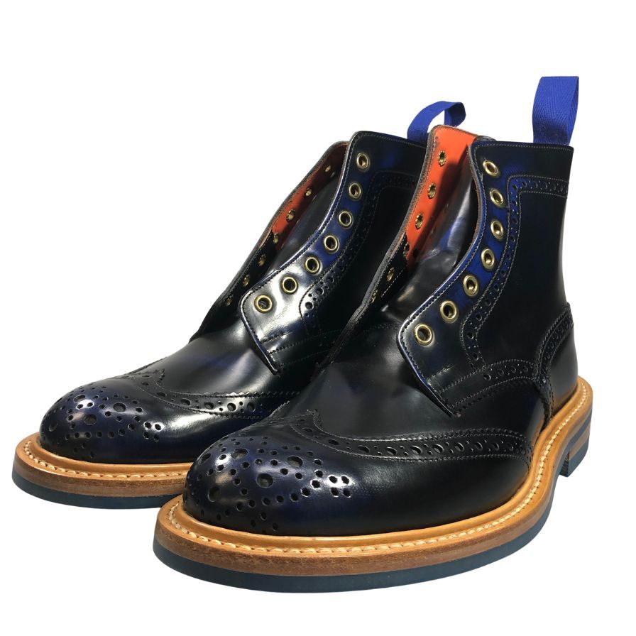 トリッカーズ ストウ カントリーブーツ ウイングチップ 947979 W5634 ネイビー UK7ハーフ-5 Tricker’ｓ ブーツ 約26.0cm【LA】【中古】