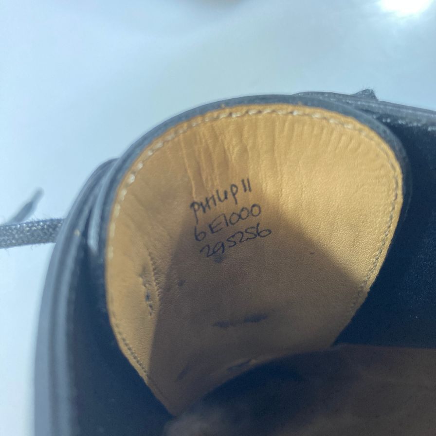 ジョンロブ レザーシューズ フィリップ2 パンチドキャップトゥ カーフ 7000ラスト ブラック メンズ サイズUK6E JOHN LOBB Philip II ビジネスシューズ 約25.0cm【LA】【中古】