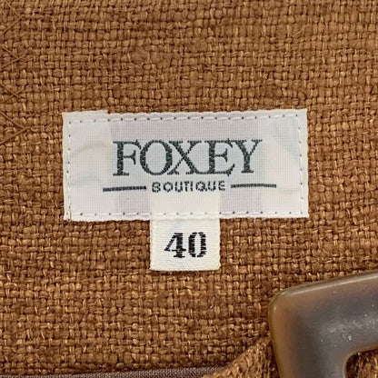 極美品◆フォクシー シルク100%ワンピース 水牛バックル ブラウン サイズ40 FOXEY 【AFB14】