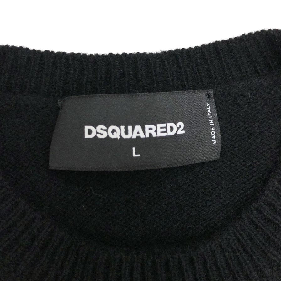 極美品◆ディースクエアード トップス セーター ウール100% レディース サイズL ブラック S72HA0571 S15410 DSQUARED2 【AFB8】