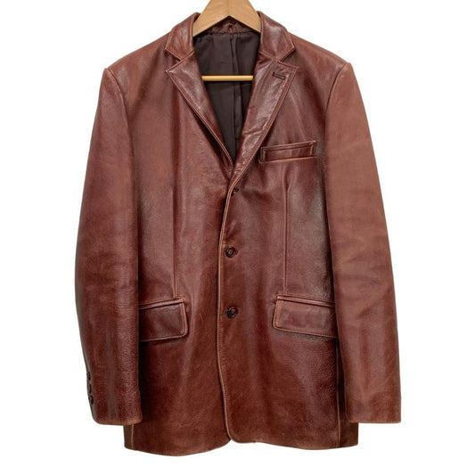 中古◆シーブリュームス レザージャケット ハーフコート 3B シングル 牛皮 サイズ38 レッド系 C.brumes 【AFG1】
