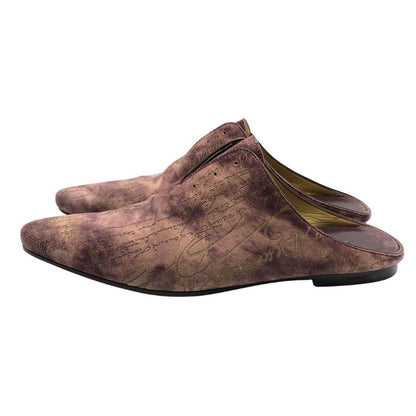 ベルルッティ スリッパ 1095 カリグラフィ スエード パープル サイズ7 Berluti 約25.5cm【AFC7】