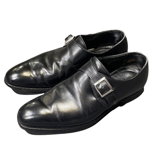 クロケット&ジョーンズ サヴィル シングルモンク ブラック サイズUK7.5E Crockett&Jones ビジネスシューズ 約26.0cm【LA】【中古】