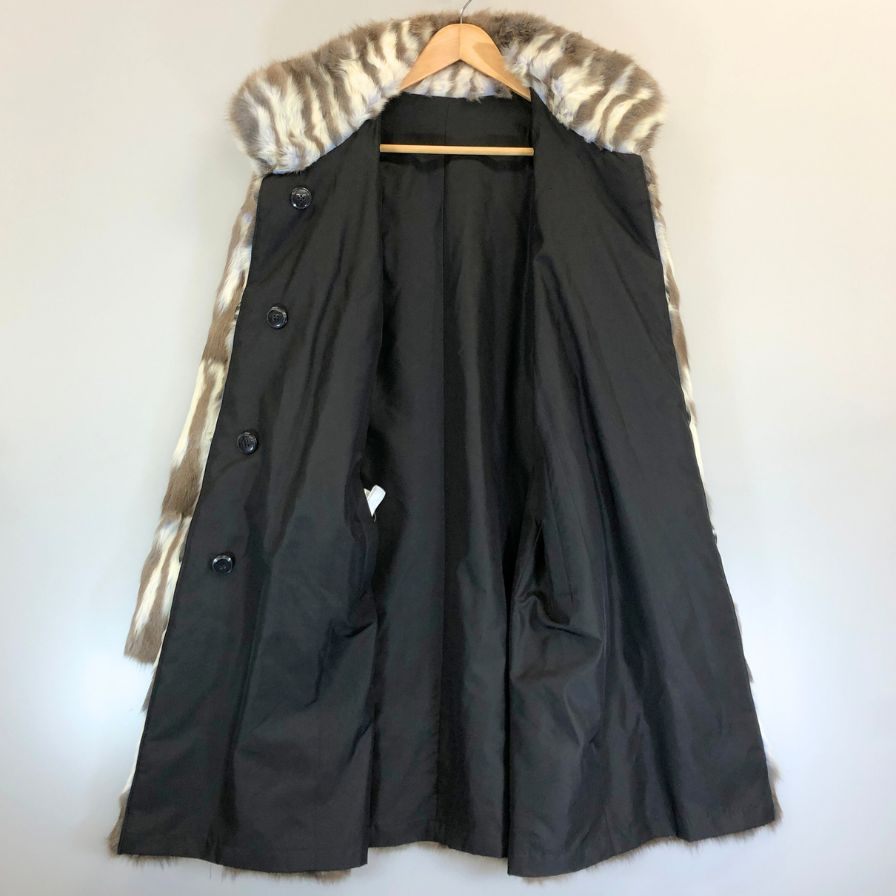 美品◆カンサイ インパクト シルク100％ ロシアリスファー リバーシブル ハーフコート ブラウン系  レディース フリーサイズ 【AFF22】