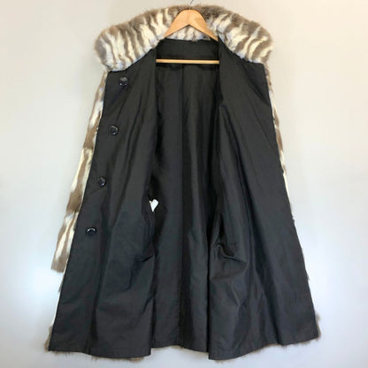 美品◆カンサイ インパクト シルク100％ ロシアリスファー リバーシブル ハーフコート ブラウン系  レディース フリーサイズ 【AFF22】