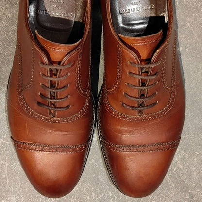 グレンソン レザーシューズ 33108 マスターピース パンチドキャップトゥ 91ラスト カーフ ブラウン サイズUK6.5D メンズ GRENSON ビジネスシューズ 約25.0cm【LA】【中古】