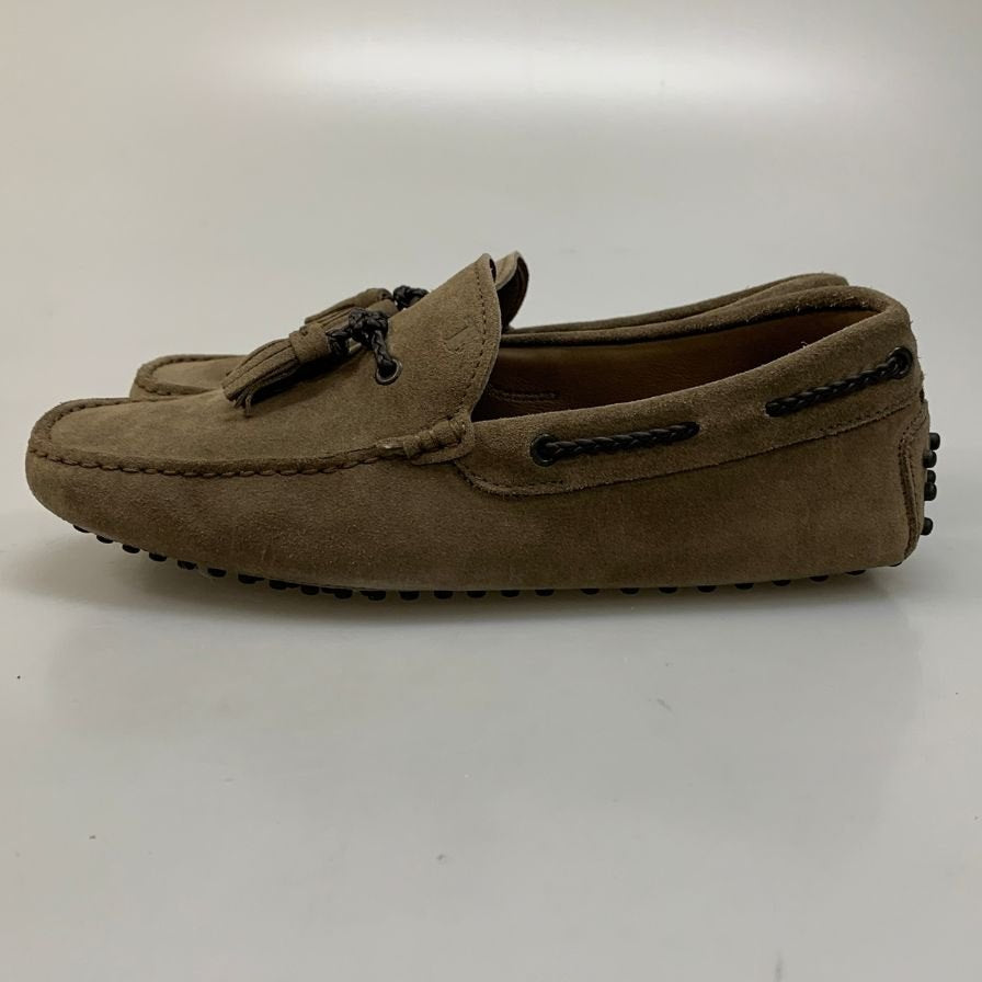 トッズ ドライビングシューズ タッセル スエード メンズ グレー サイズ6.5 TOD‘S 約25.5cm【AFD7】