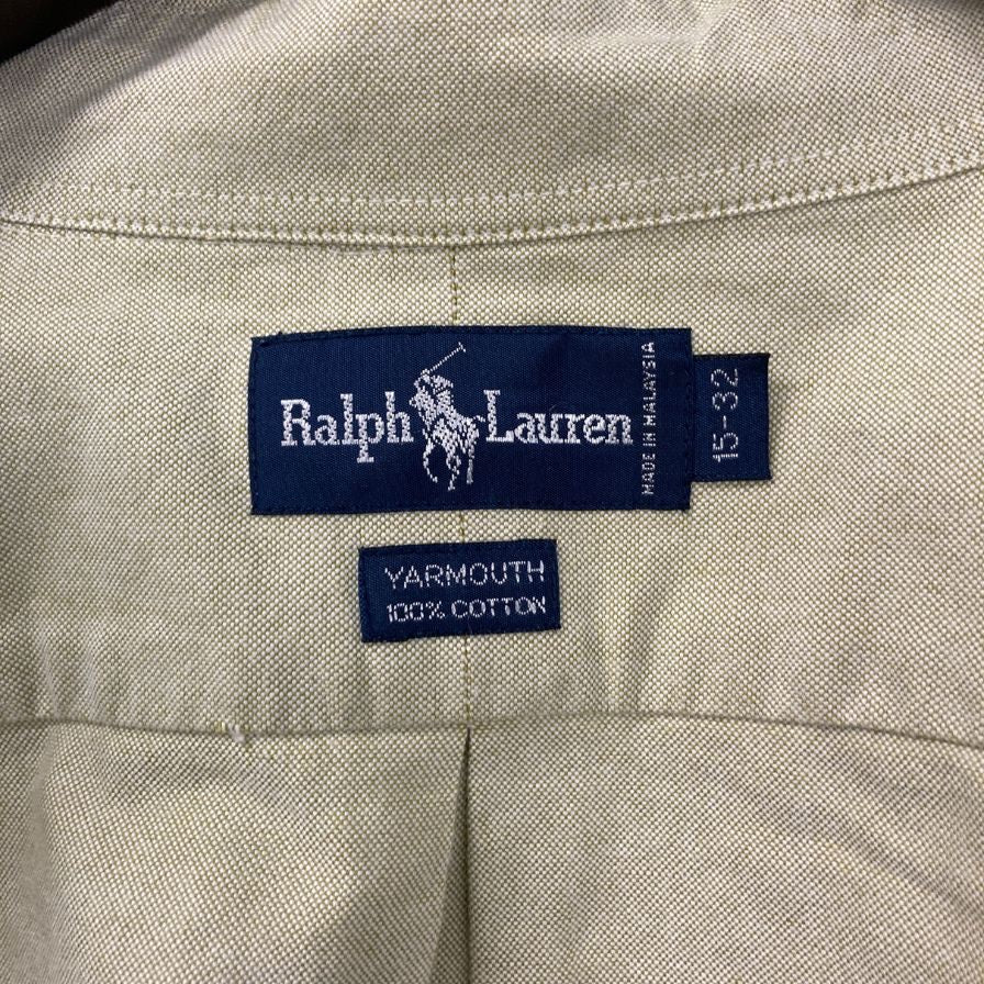 美品◆ラルフローレン ボタンダウンシャツ 90年代 yarmouth カーキ メンズ サイズ15-32 Ralph Lauren 【AFB5】