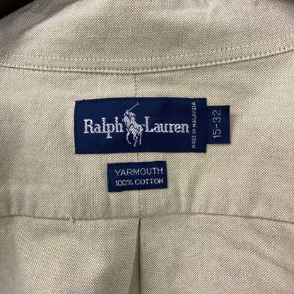 美品◆ラルフローレン ボタンダウンシャツ 90年代 yarmouth カーキ メンズ サイズ15-32 Ralph Lauren 【AFB5】