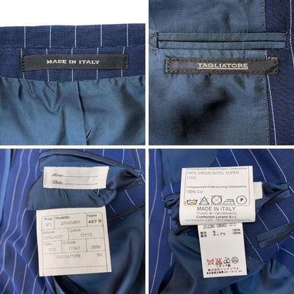 タリアトーレ スーツ セットアップ ストライプ ウール サイズ44 ブルー メンズ TAGLIATORE【AFB38】