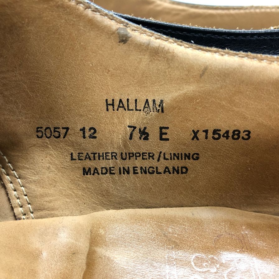 クロケット&ジョーンズ シップス別注 ストレートチップ ハラム 348ラスト サイズ7E ブラック CROCKETT&JONES HALLAM SHIPS ビジネスシューズ 約25.5cm【LA】【中古】