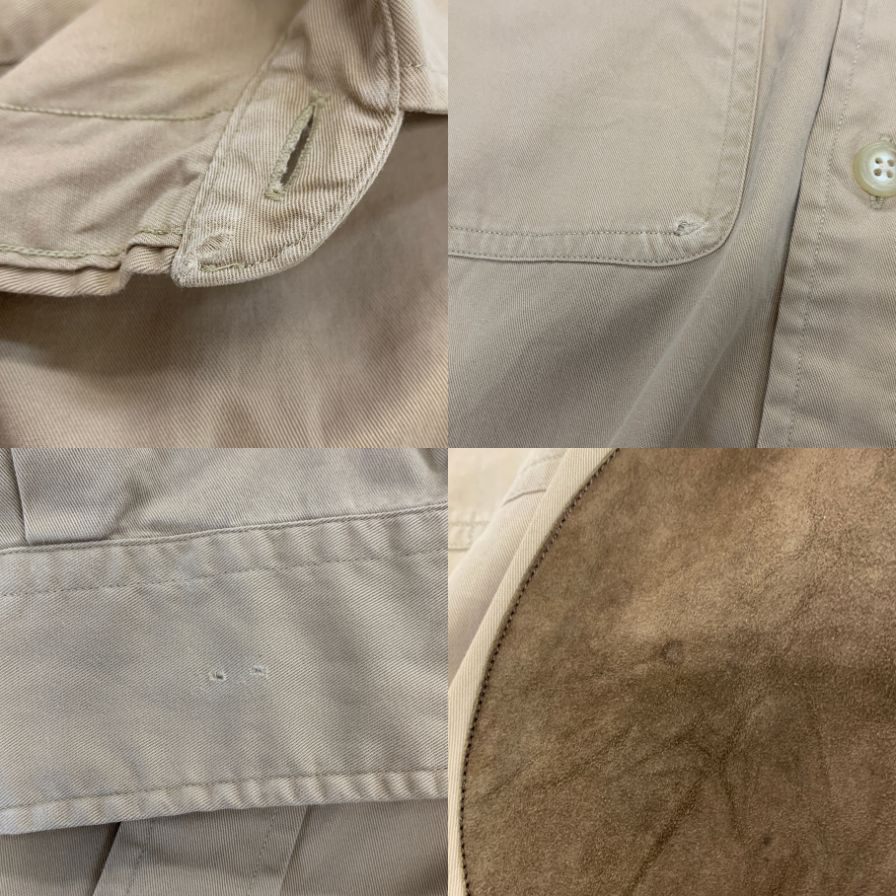 中古◆ポロ ラルフローレン ボタンダウンシャツ エルボーパッチ ベージュ系 メンズ サイズS Polo Ralph Lauren 【AFB28】