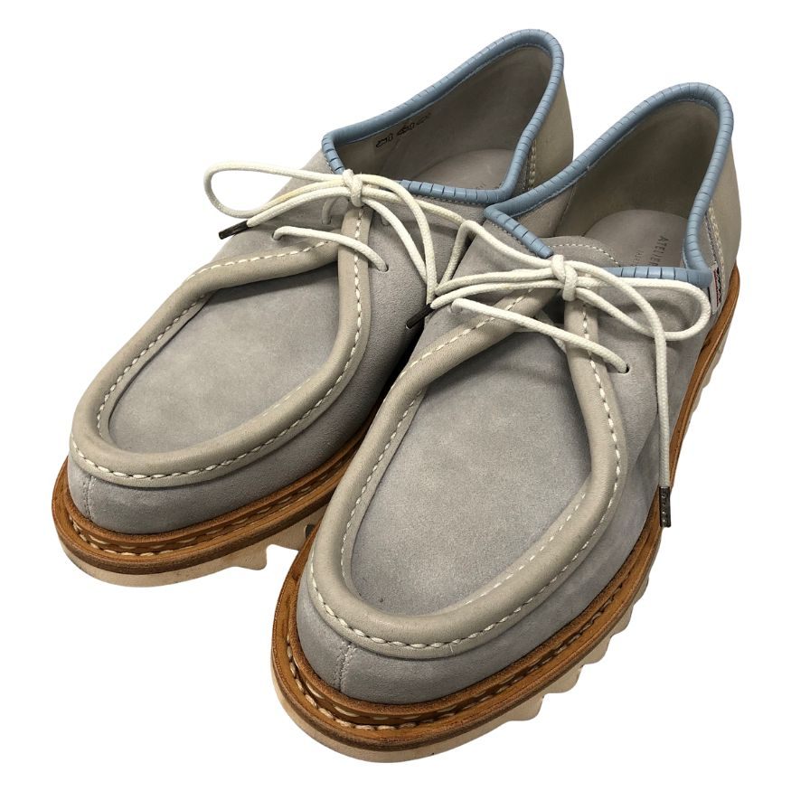 アトリエ エシュン モカシンシューズ ヌバック シャークソール ブルー メンズ サイズ8 ATELIERS HESCHUNG 約26.5cm【AFD13】