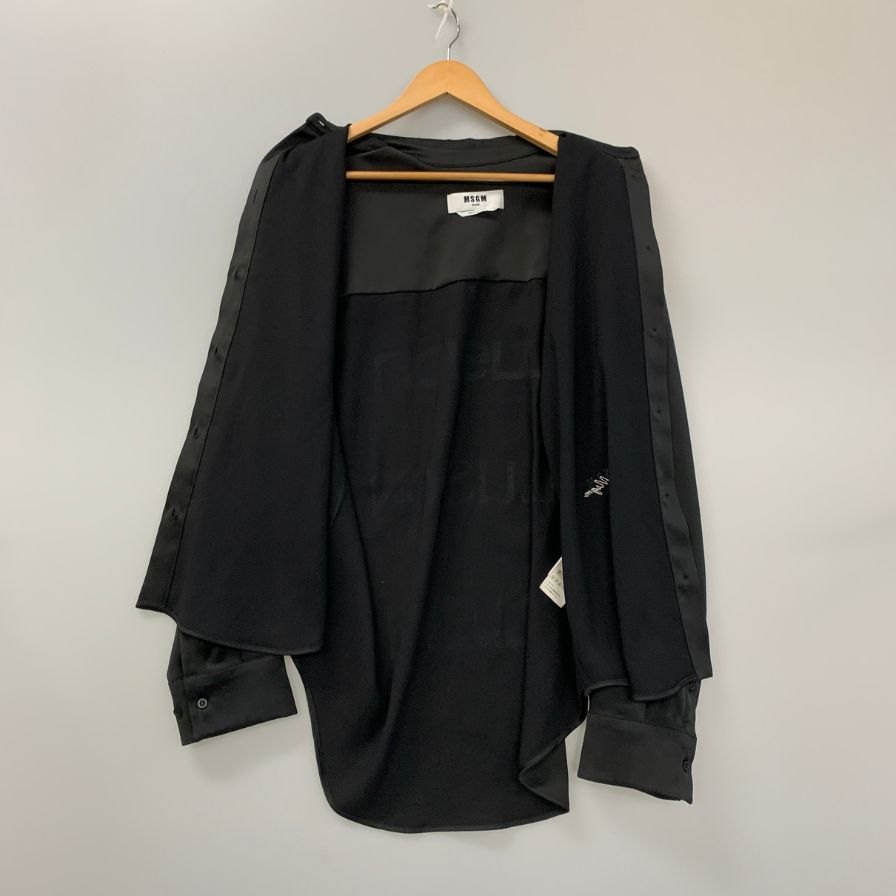 美品◆エムエスジーエム シャツ バックデザイン ジャージー サイズ36 レディース ブラック MSGM 【AFB35】