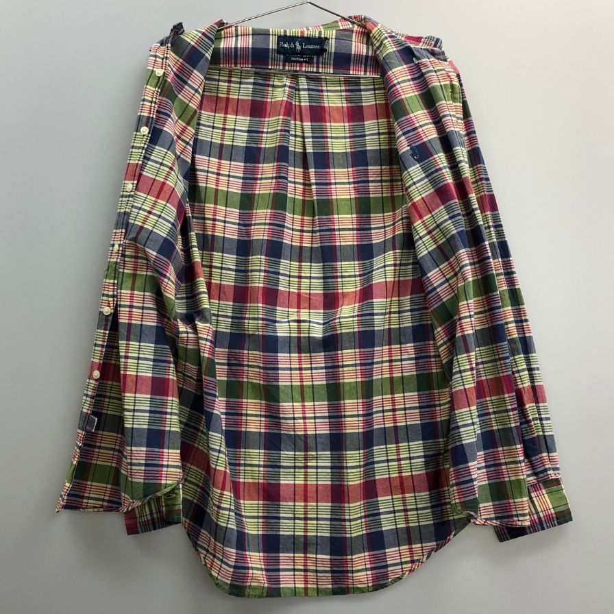 中古◆ラルフローレン ボタンダウンシャツ 90S オールド チェック メンズ サイズM Ralph Lauren 【AFB46】