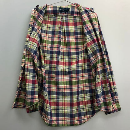 中古◆ラルフローレン ボタンダウンシャツ 90S オールド チェック メンズ サイズM Ralph Lauren 【AFB46】