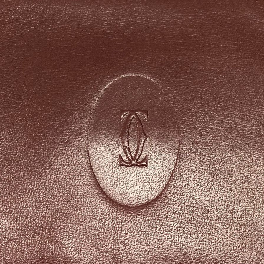 カルティエ マストライン レザー 札入れ 二つ折り財布 ウォレット ボルドー Cartier【AFI19】