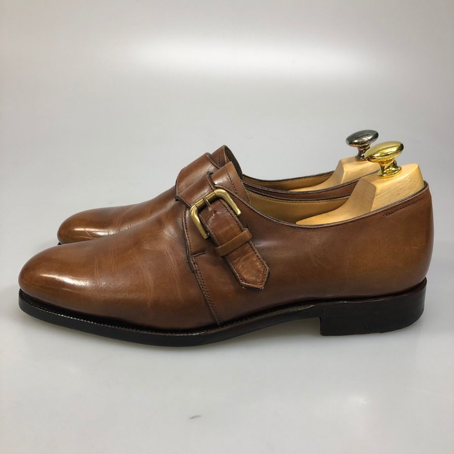 ポロ ラルフローレン レザーシューズ シングルモンク ブラウン メンズ サイズ8E POLO RALPH LAUREN 約26.0cm【AFC40】