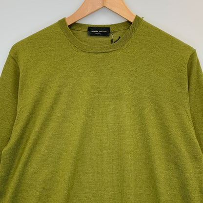 極美品◆ロベルトコリーナ ニット セーター ハイゲージ カシミア シルク グリーン メンズ サイズ48 roberto collina 【AFB12】