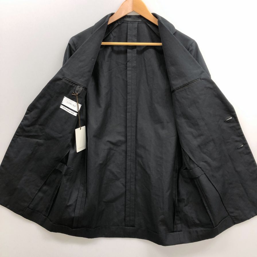 新品同様◆カルーゾ ゼロ 2Bジャケット コットン×麻 メンズ ブラック サイズ46 CARUSO 【AFB10】