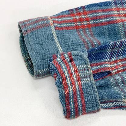 中古◆ダブルアールエル ラルフローレン 長袖シャツ チェック ブルー系 メンズ サイズXS RRL RALPH LAUREN 【AFB27】