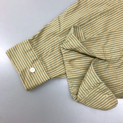 中古◆ダブルアールエル ラルフローレン 90S ストライプシャツ 三ツ星タグ ベージュ サイズM メンズ RRL RALPH LAUREN 【AFB37】