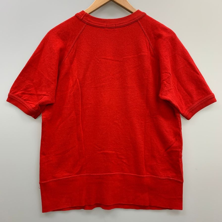 中古◆パールダイバー スポーツウェア スウェットリブ 半袖 セットインスリーブ  日本製 オールドヴィンテージスタイル メンズ サイズM レッド PEARL DIVER SPORTS WEAR 【AFB21】