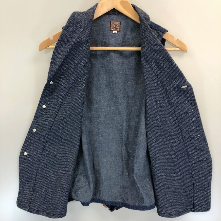 極美品◆ブルードガーメンツ 桃太郎ジーンズ ベスト メンズ 38 ネイビー BLUED GARMENTS 【AFB3】