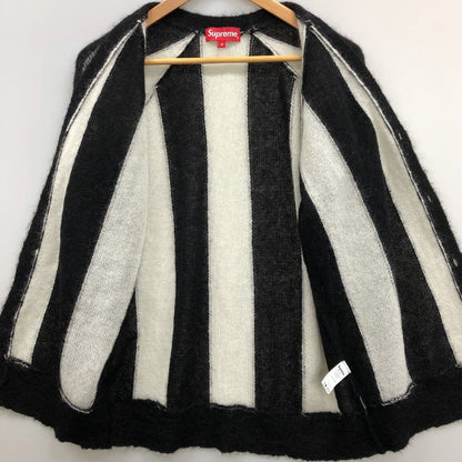 美品◆シュプリーム ストライプド モヘア カーディガン 2013AW ユニセックス サイズS ブラック×ホワイト Supreme 【AFB35】