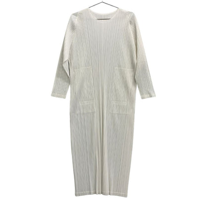 美品◆プリーツプリーズ ワンピース PP61JH126 イッセイミヤケ ポリエステル ホワイト サイズ4 レディース PLEATS PLEASE 【AFB21】