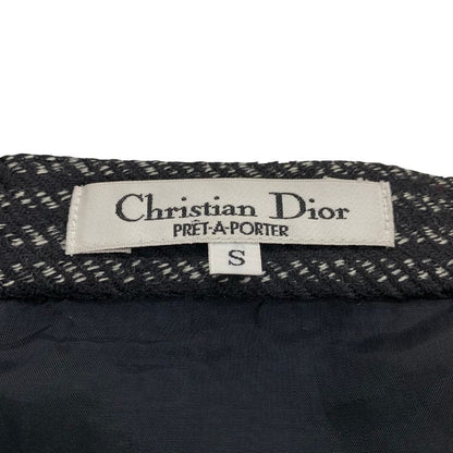 クリスチャンディオール スカート プレタポルテ ウール ストライプ タイト ブラック レディース サイズS Christian Dior PRET-A-PORTER【AFB30】