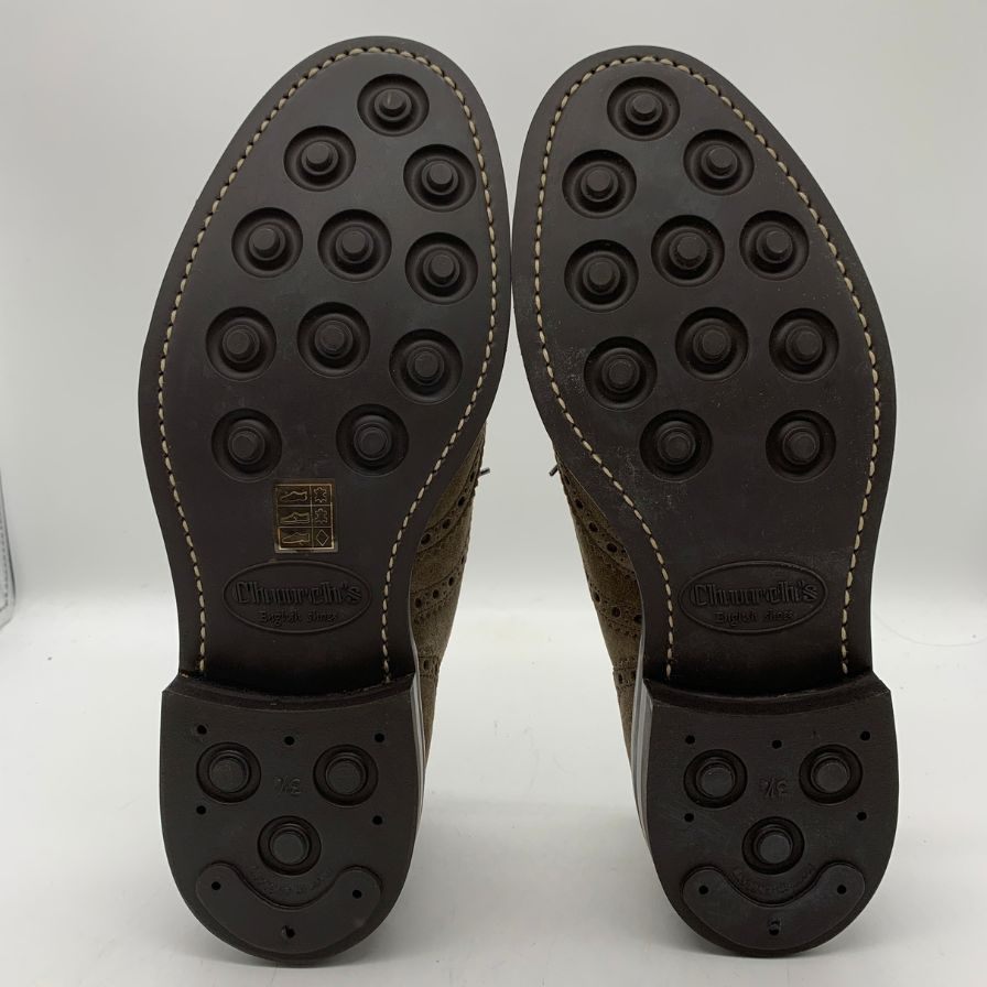 チャーチ アマシャム ウィングチップ スエード ベージュ メンズ サイズUK6.5F Church スエードシューズ 約25.0cm【LA】【中古】