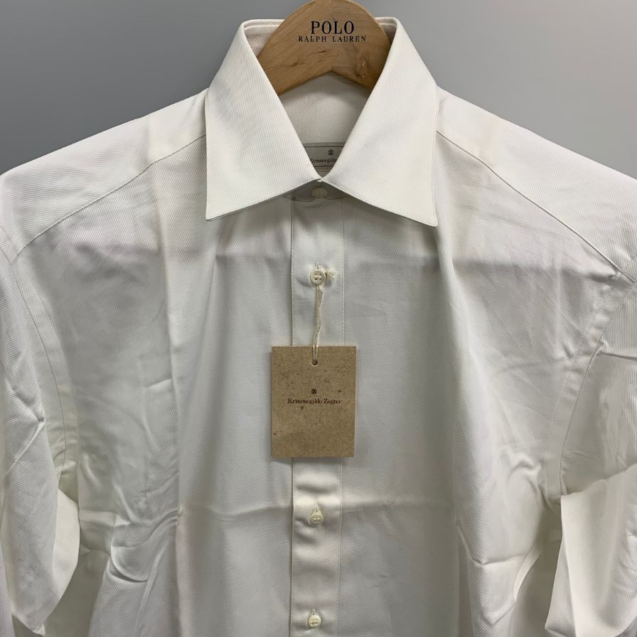 新品同様◆エルメネジルドゼニア 長袖ドレスシャツ カフス用 ホワイト サイズ39/15.5 Ermenegildo Zegna 【AFB2】