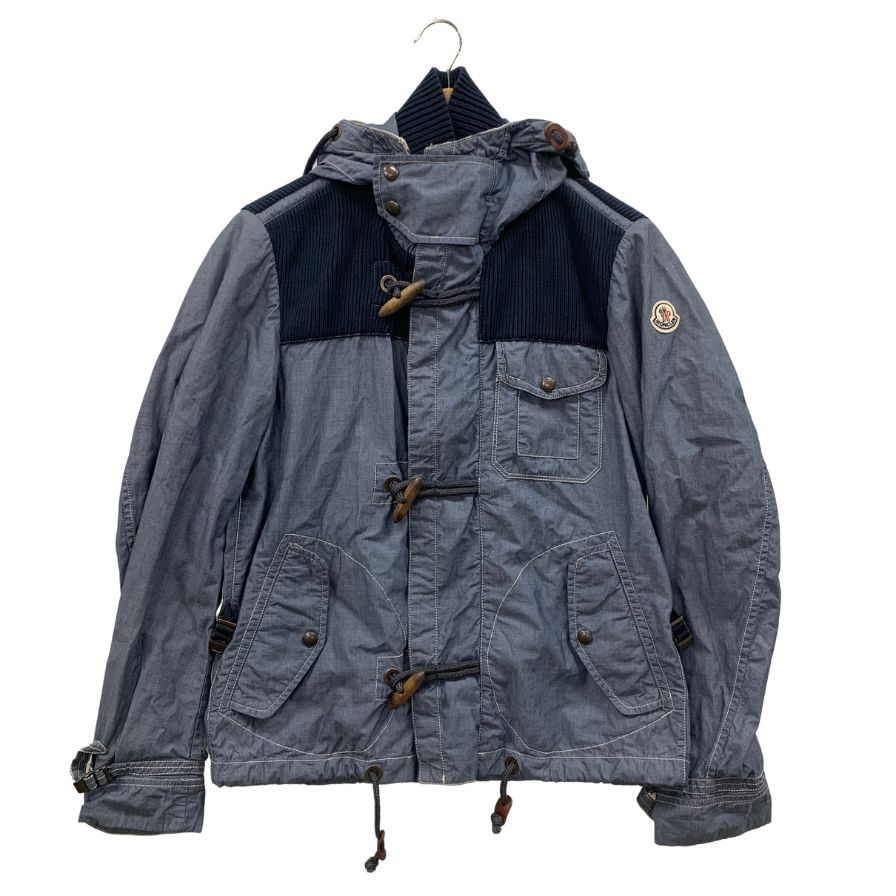 美品◆モンクレール フードジャケット BERGER メンズ サイズ1 インディゴ MONCLER 【AFA14】